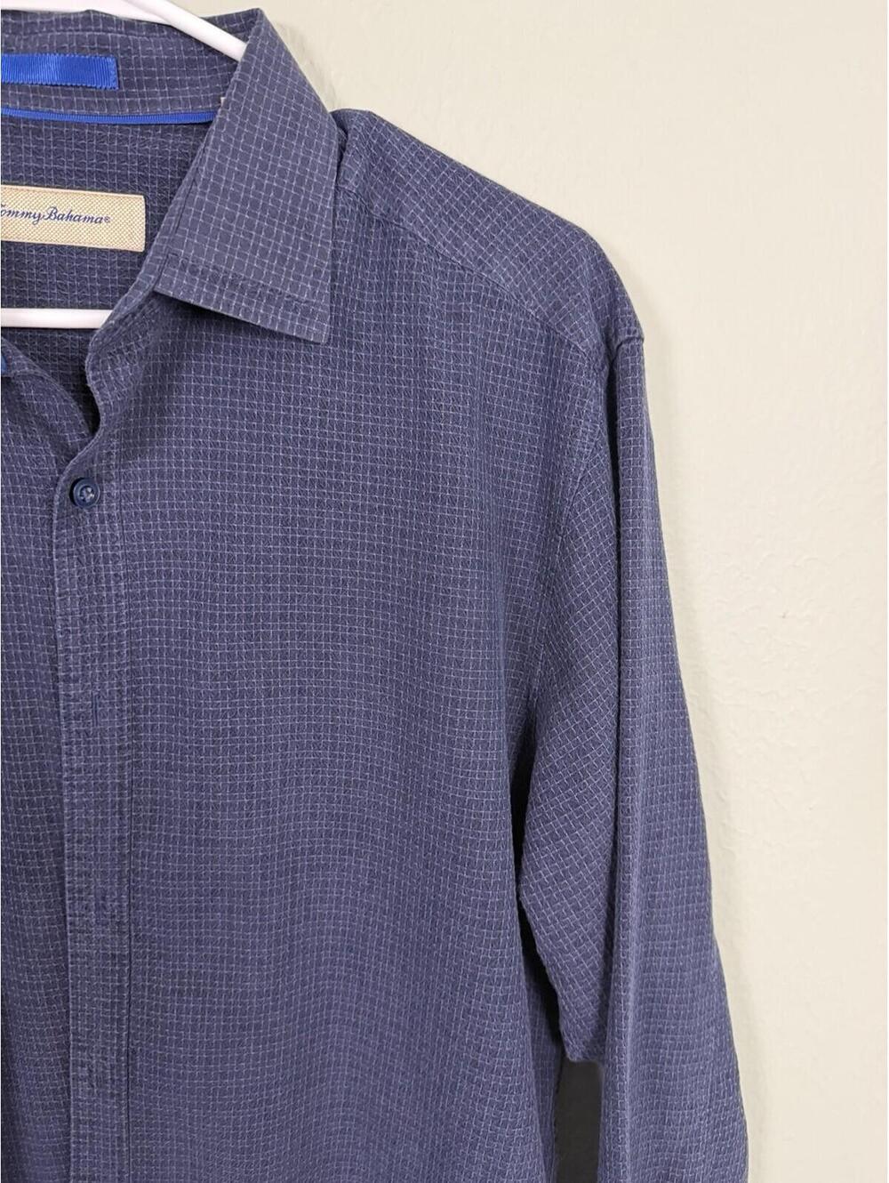 Tommy Bahama Blue Micro‎ Check Button Up Shirt Men’s - Picture 3 of 4